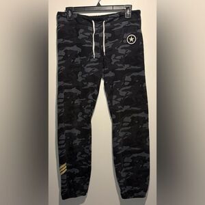 Monrow- Camo Joggers Charcoal Gray 2 Army Patches- Star + Ranking- Size Small